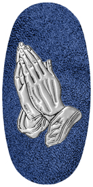 DASOV 516 SL SH BL Silver Praying Hands Shimmer Blue Background